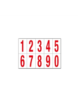 Numeri Adesivi in PVC - da 0 a 9 - 70x124 mm - 916.09 (Rosso su Bianco)