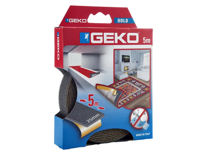 Nastro Adesivo Antiscivolo Hold Geko - 25 mm x 5 m - per Tappeti e Moquette - 220/200 (Antracite) Nastro Adesivo Antiscivolo Hold Geko - 25 mm x 5 m - per Tappeti e Moquette - 220/200 (Antracite)