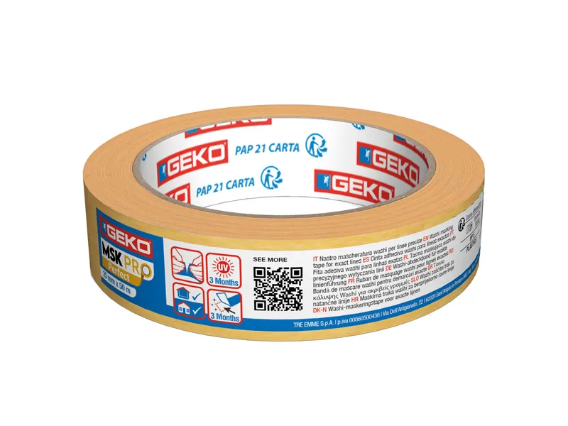 Nastro Adesivo Washi Pro Perfect Geko - 25 mm x 50 m - per Lavori di Precisione - 21000/834 (Oro Conf. 6) Nastro Adesivo Washi Pro Perfect Geko - 25 mm x 50 m - per Lavori di Precisione - 21000/834 (Oro Conf. 6)