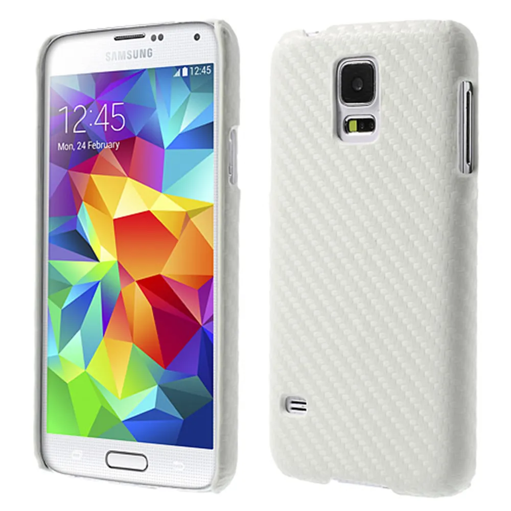 Cover Carbon Look per Samsung Galaxy S5 G900 (Bianco)