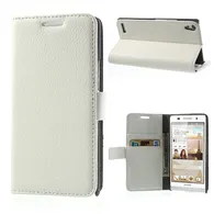 Cover Flip a Portafoglio Carta di Credito per Huawei Ascend P6 (Bianco)