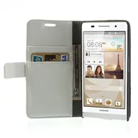 Cover Flip a Portafoglio Carta di Credito per Huawei Ascend P6 (Bianco)