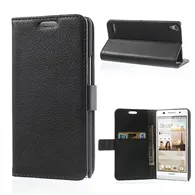 Cover Flip a Portafoglio Carta di Credito per Huawei Ascend P6 (Nero)