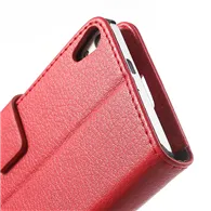 Cover Flip a Portafoglio Carta di Credito per Huawei Ascend P6 (Rosso)