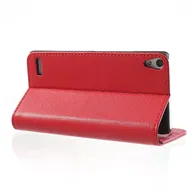 Cover Flip a Portafoglio Carta di Credito per Huawei Ascend P6 (Rosso)