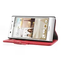 Cover Flip a Portafoglio Carta di Credito per Huawei Ascend P6 (Rosso)
