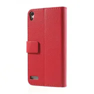 Cover Flip a Portafoglio Carta di Credito per Huawei Ascend P6 (Rosso)