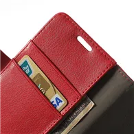 Cover Flip a Portafoglio Carta di Credito per Huawei Ascend P6 (Rosso)