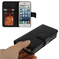 Cover Flip a Portafoglio Carta di Credito per iPhone 5 5S (Nero)