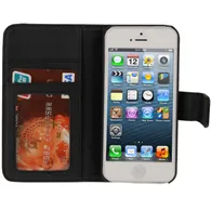Cover Flip a Portafoglio Carta di Credito per iPhone 5 5S (Nero)