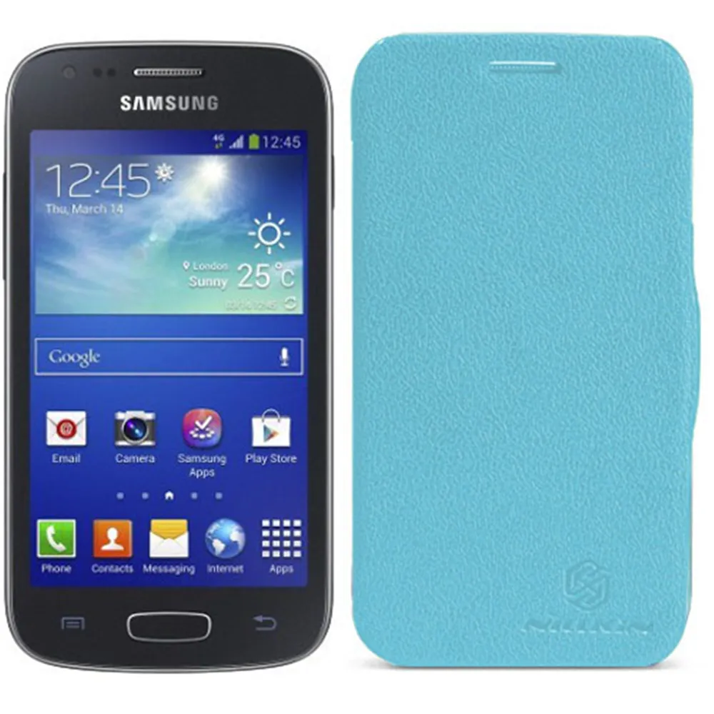 Cover Flip a Portafoglio Copribatteria per Samsung Galaxy Ace 3 S7270 S7275 (Azzurro)