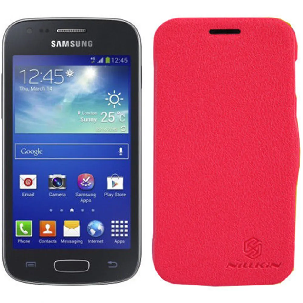 Cover Flip a Portafoglio Copribatteria per Samsung Galaxy Ace 3 S7270 S7275 (Rosso)