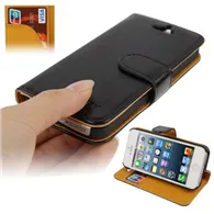 Cover Flip a Portafoglio in Ecopelle Carta di Credito per iPhone 5 5S (Nero)