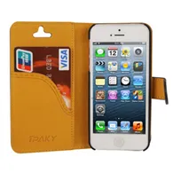 Cover Flip a Portafoglio in Ecopelle Carta di Credito per iPhone 5 5S (Nero)