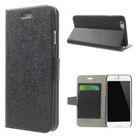 Cover Flip a Portafoglio in Ecopelle e Policarbonato per iPhone 6 6S (Nero)
