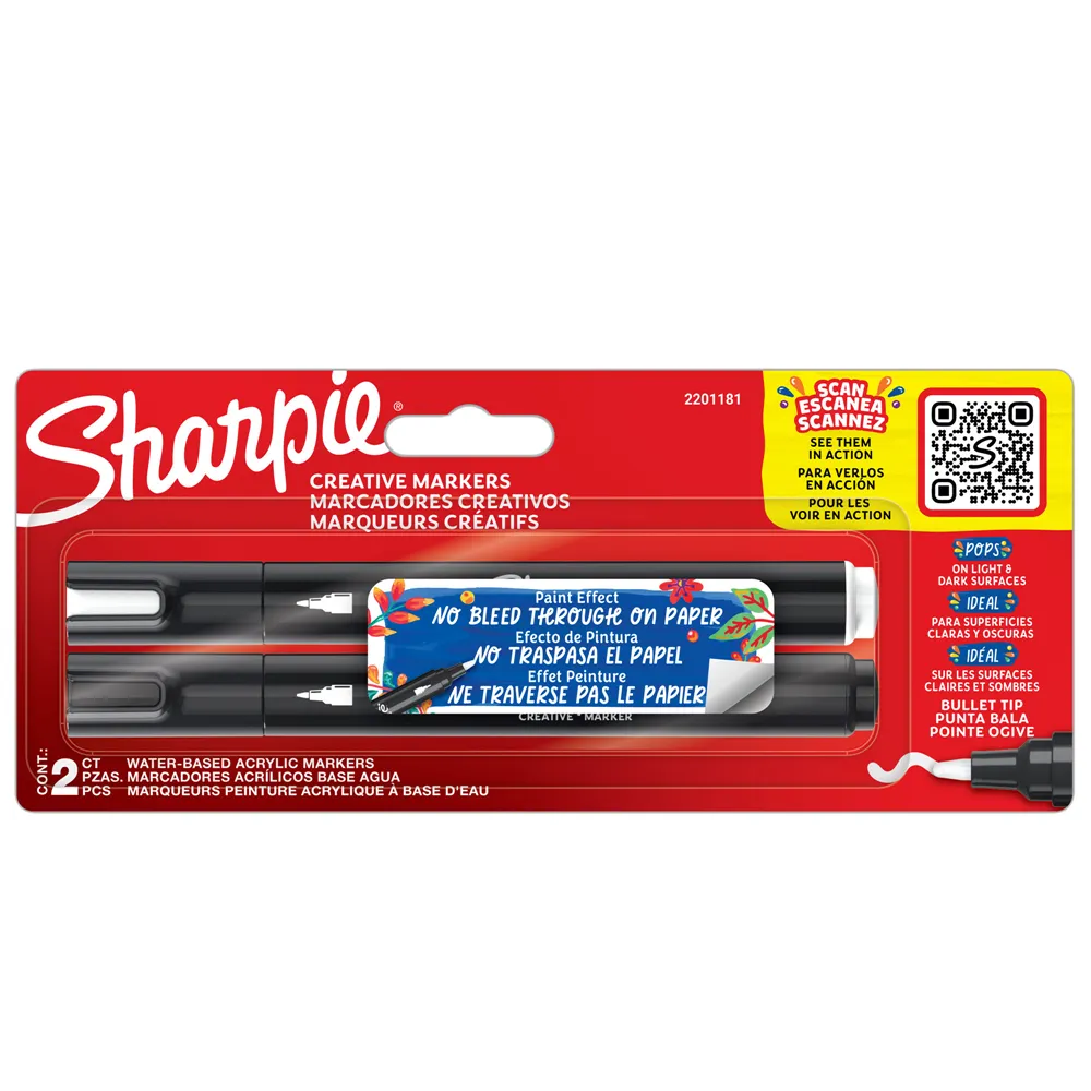 Marcatore Permanente Sharpie Paper Mate - Punta Tonda - 2201181 (Bianco e Nero Conf. 2)