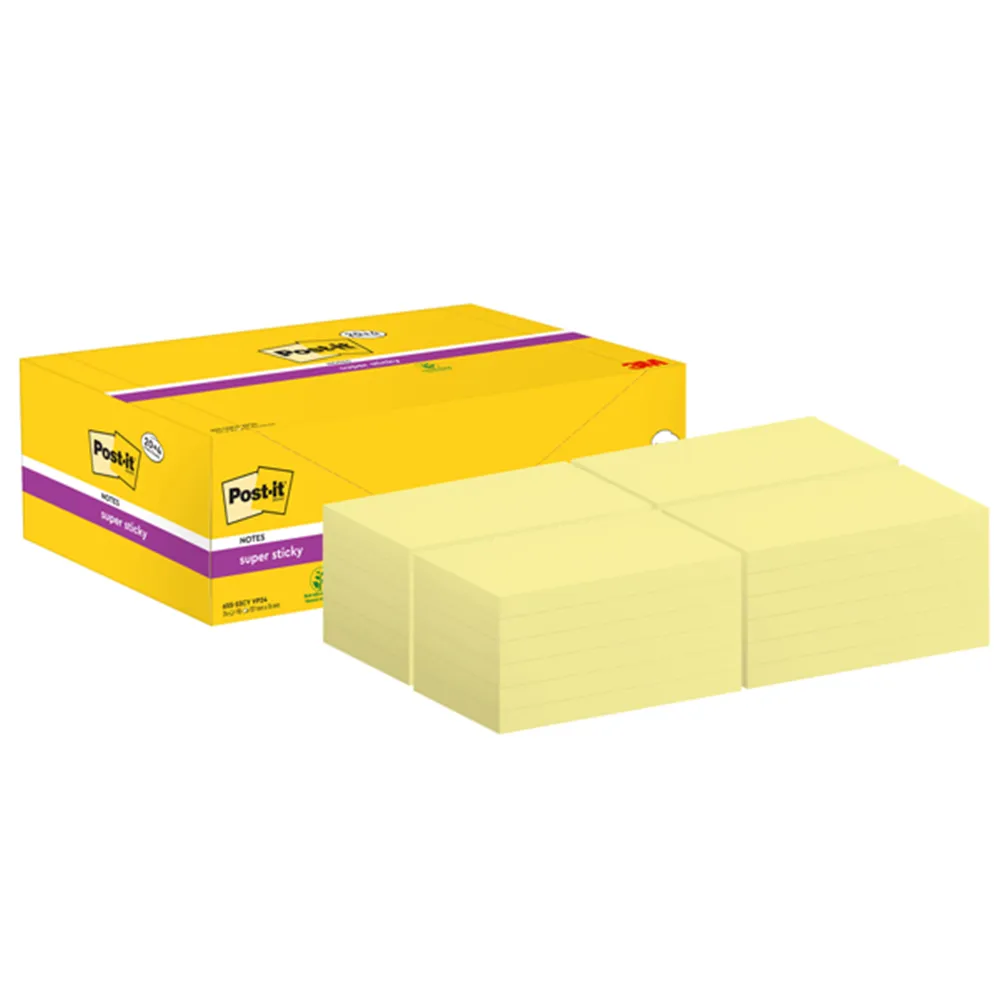Post-it Notes Super Sticky 655-SSCY-VP24 3M - 76x127 mm - 7100236612 (Giallo Canary Conf. 24)