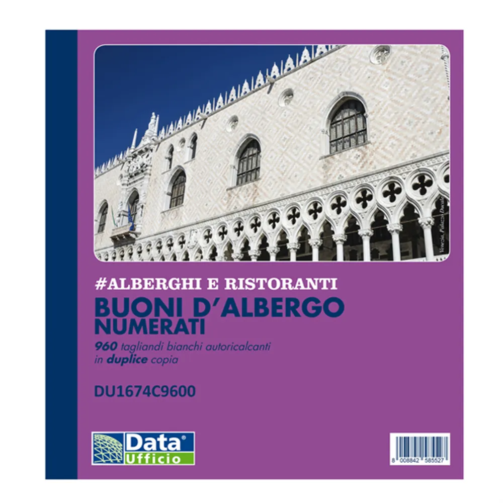 Blocco Buoni Albergo Data Ufficio - 960 Tagliandi Numerati - 21x19,5 cm - DU1674C9600 (Conf. 5)