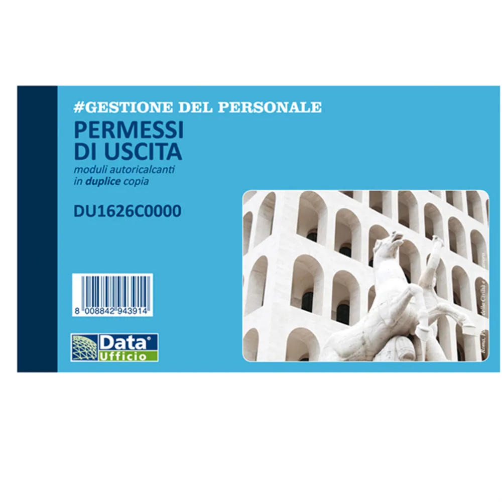 Blocco Permessi di Uscita Data Ufficio - 50/50 Copie Autoricalcanti - 10x16,8 cm - DU1626C0000 (Conf. 5)