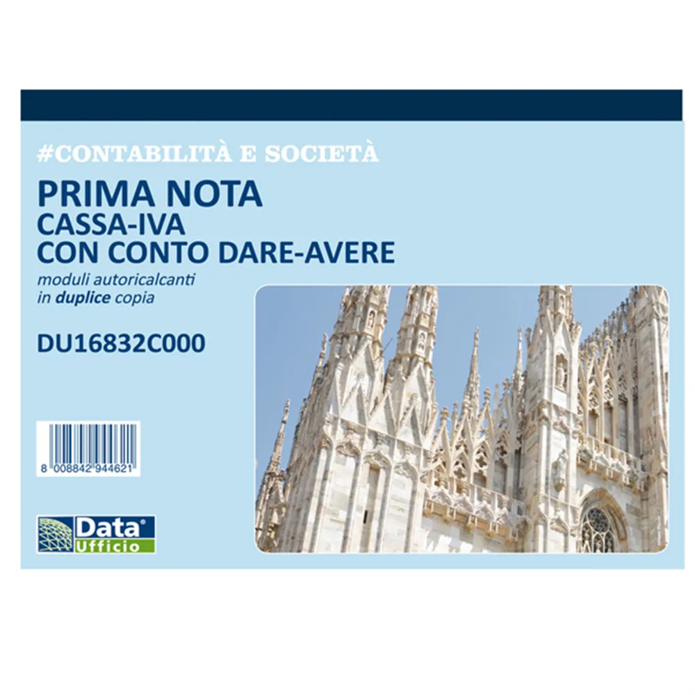 Blocco Prima Nota Cassa/IVA Dare/Avere Data Ufficio - 50/50 Copie Autoricalcanti - 21,5x29,7 cm - DU16832C000