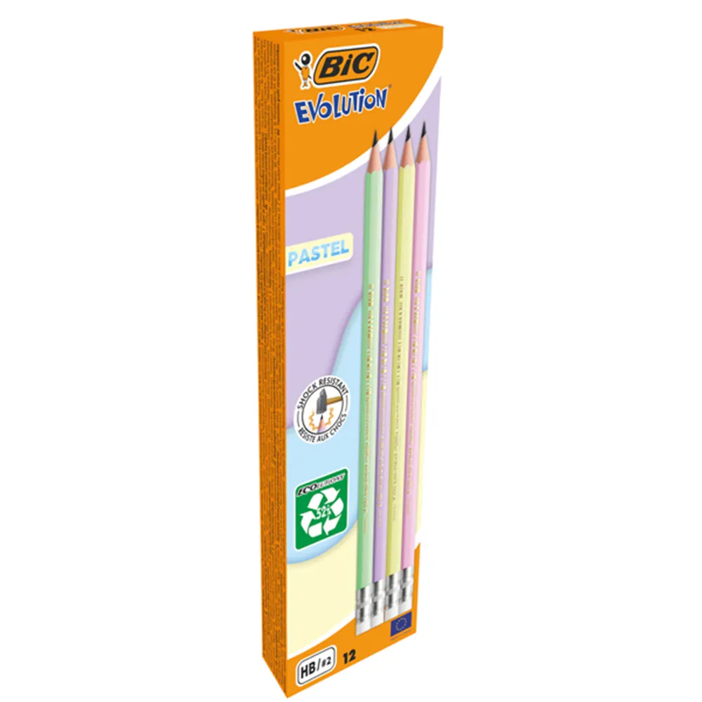 Matita Evolution Pastel Bic - HB - con Gommino - 518306 (Assortiti Conf. 12)