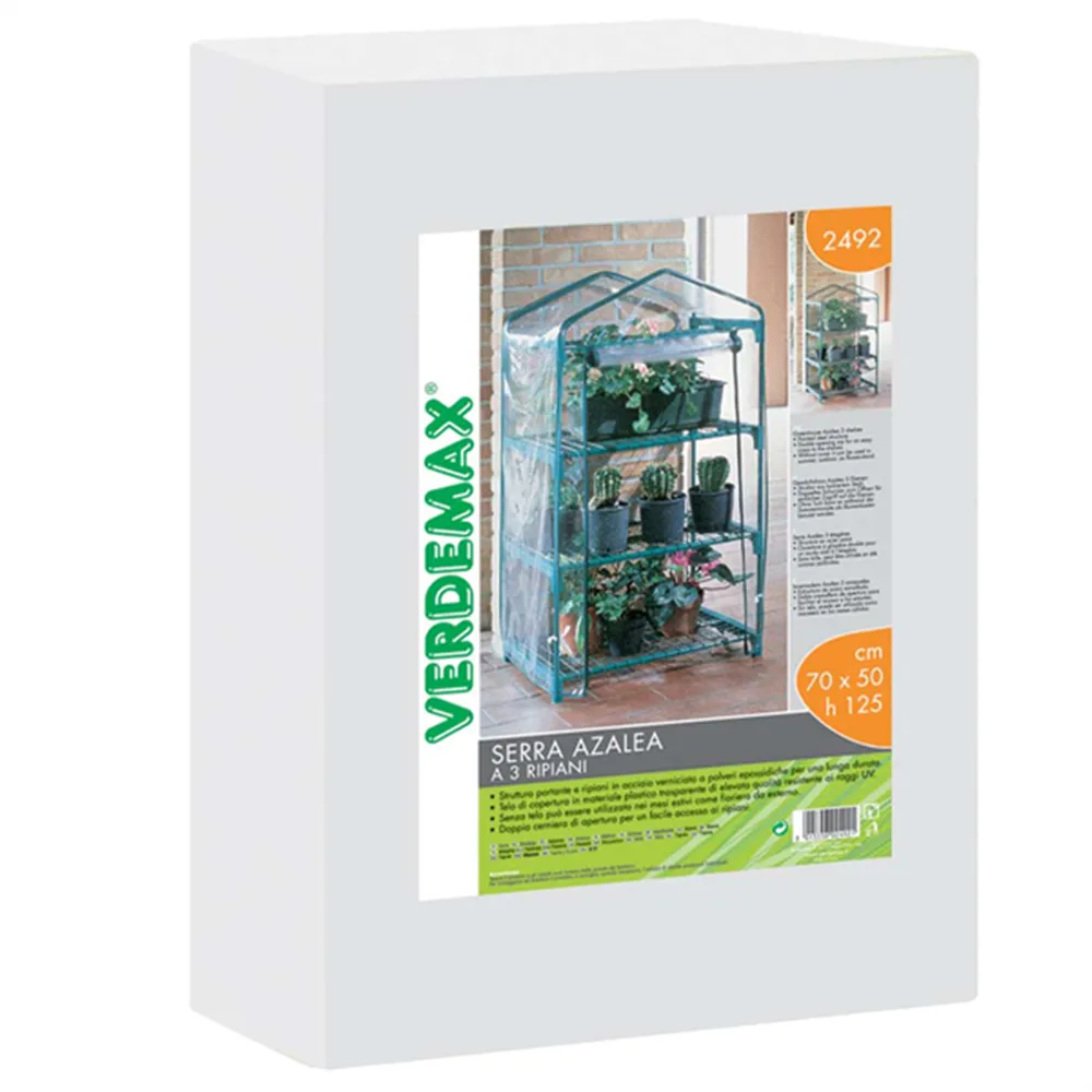 Serra a 3 Ripiani Azalea Verdemax - 70x50x125 cm - 2492 (Verde e Trasparente)