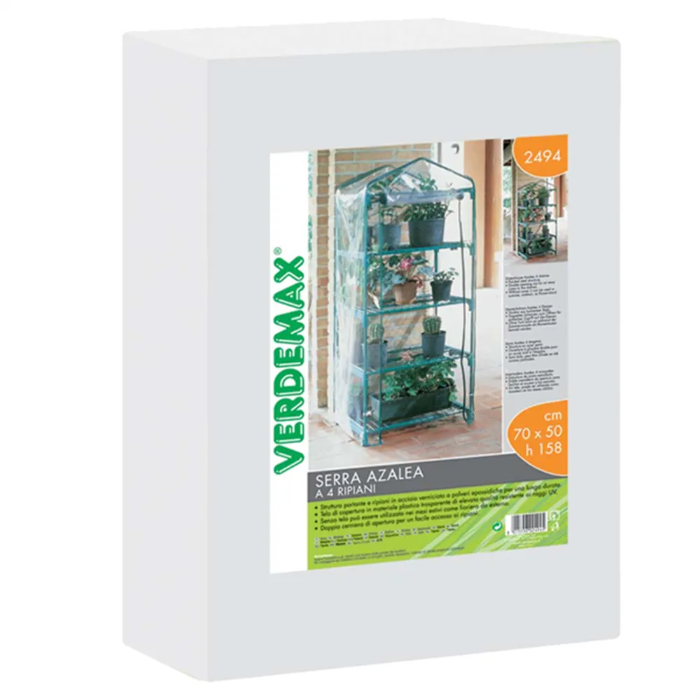 Serra Azalea Verdemax - 4 Ripiani - 70x50x158 cm - 2494 (Verde e Trasparente)