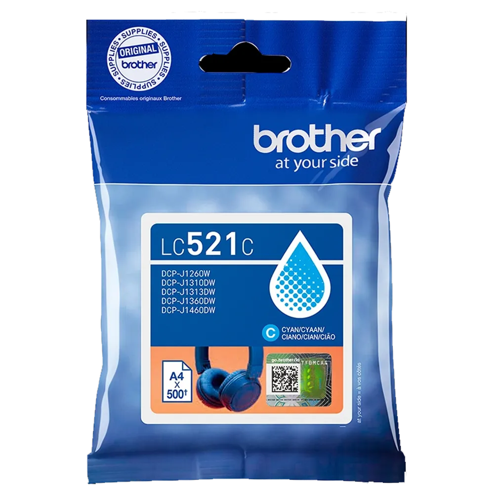 Cartuccia Originale Brother LC-521C (Ciano 500 pagine)
