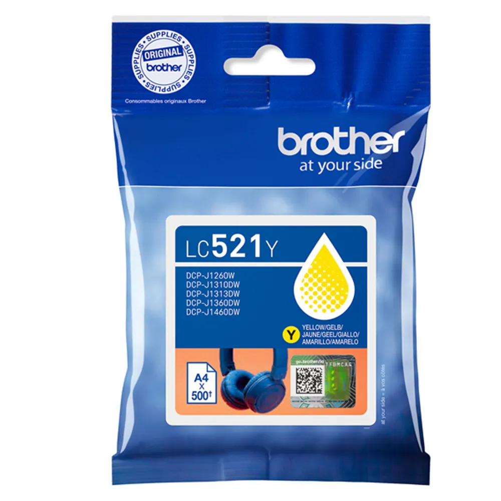 Cartuccia Originale Brother LC-521Y (Giallo 500 pagine)