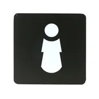 Pittogramma Adesivo Studio-T - Toilette Donna - 16x16 cm - PR2-D (Bianco su Nero)