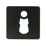 Pittogramma Adesivo Studio-T - Toilette Donna - 16x16 cm - PR2-D (Bianco su Nero)