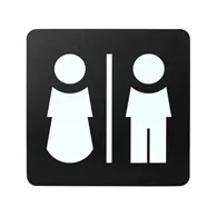 Pittogramma Adesivo Studio-T - Toilette Uomo/Donna - 16x16 cm - PR3-UD (Bianco su Nero)