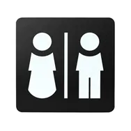 Pittogramma Adesivo Studio-T - Toilette Uomo/Donna - 16x16 cm - PR3-UD (Bianco su Nero)