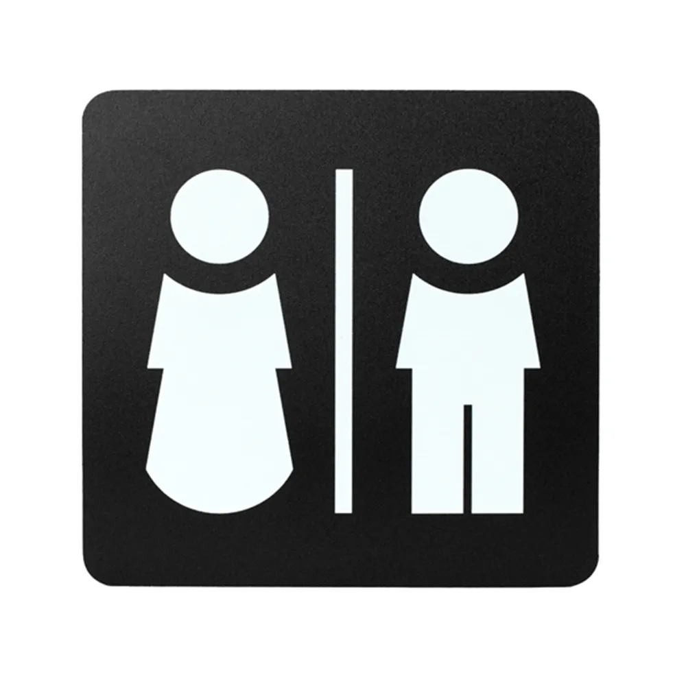 Pittogramma Adesivo Studio-T - Toilette Uomo/Donna - 16x16 cm - PR3-UD (Bianco su Nero)