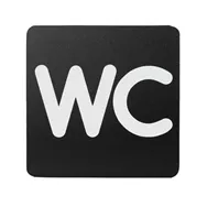 Pittogramma Adesivo Studio-T - WC - 16x16 cm - PR10-W (Bianco su Nero)