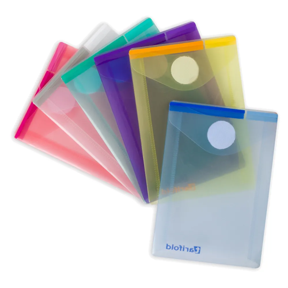 Busta con Bottone in Velcro Djois Tarifold - PPL - 8x11,5 cm - B510219 (Assortiti Trasparenti Conf. 6)