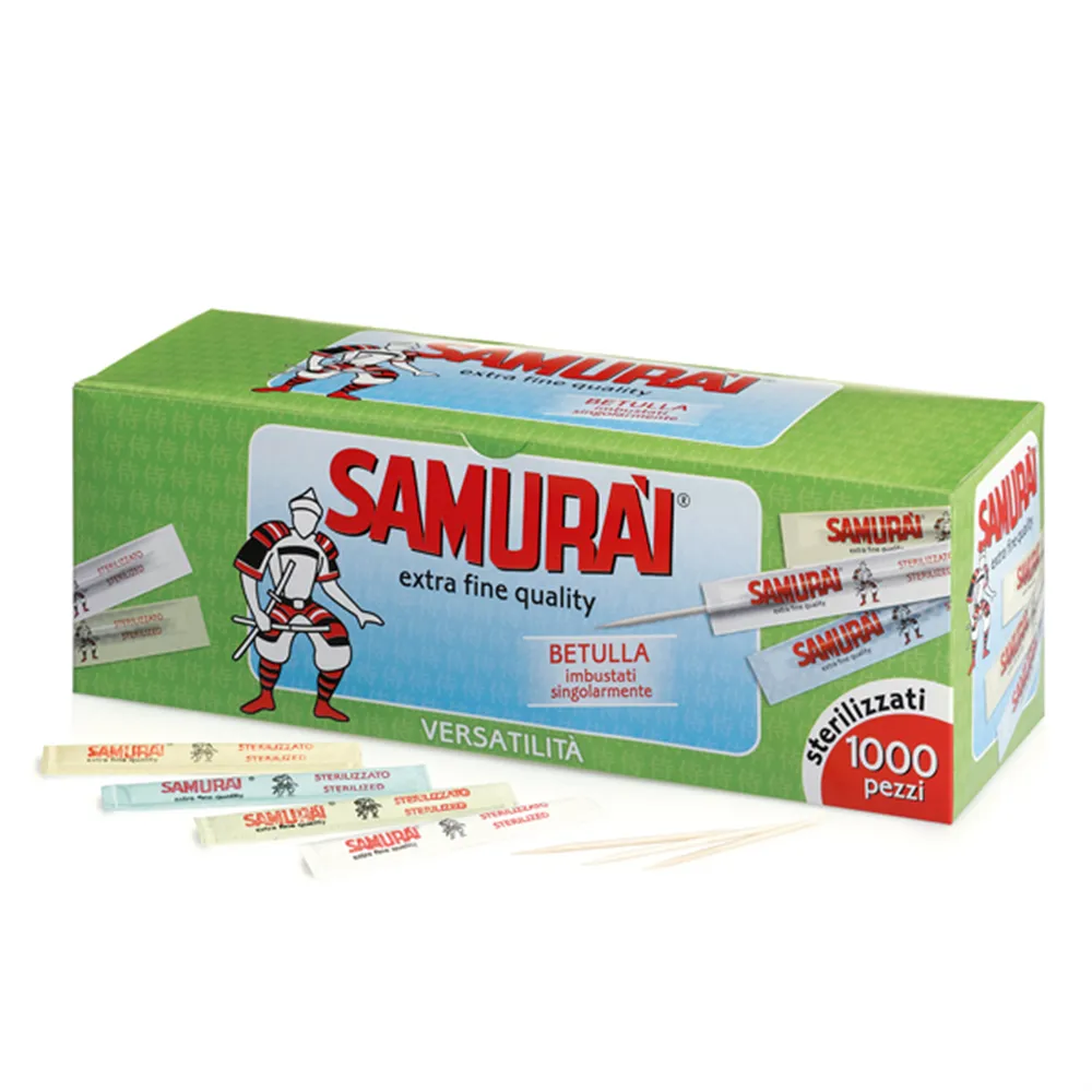 Stuzzicadenti Samurai - Imbustati Singolarmente - 341CB (Betulla Conf. 1000)