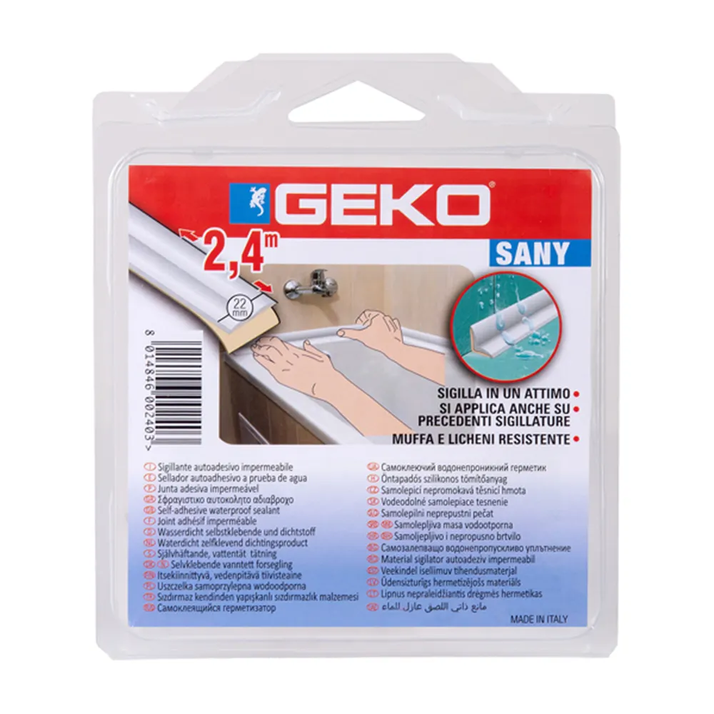 Sigillante Adesivo Sany Geko - per Docce e Lavabi - 2,2x240 cm - 450/1 (Bianco)