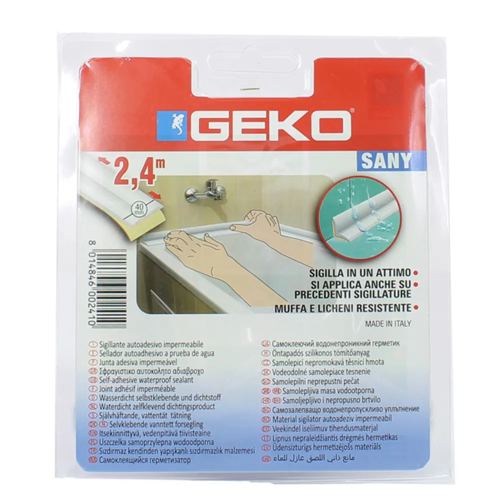 Sigillante Adesivo Sany Geko - per Docce e Lavabi - 4x240 cm - 450/40 (Bianco)