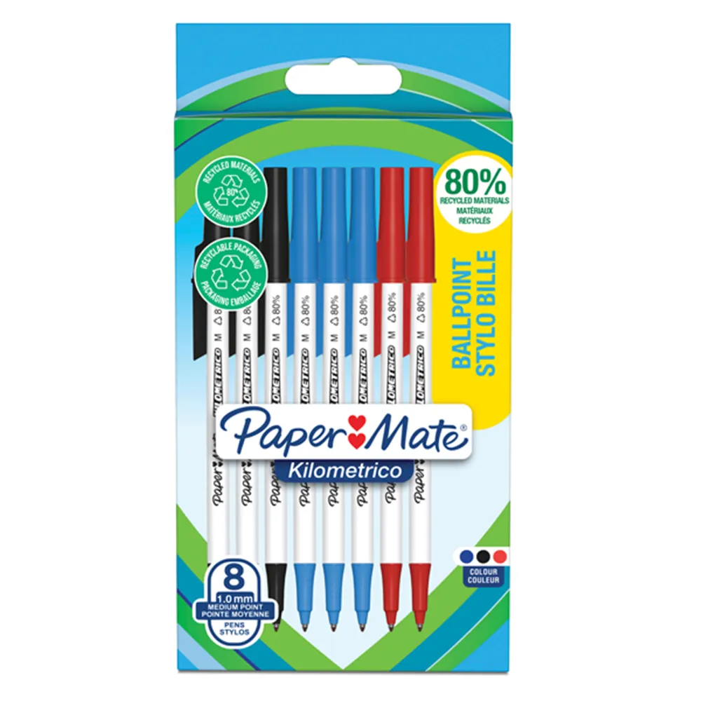 Penna a Sfera Kilometrico Paper Mate - 1 mm - 2187680 (Assortiti Conf. 8)