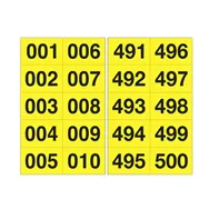 Numeri Adesivi in PVC - da 001 a 500 - 45x24 mm - 908.25 (Nero su Giallo)