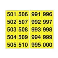 Numeri Adesivi in PVC - da 501 a 999 - 45x24 mm - 908.29 (Nero su Giallo)