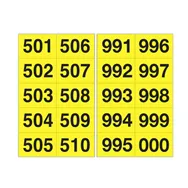Numeri Adesivi in PVC - da 501 a 999 - 45x24 mm - 908.29 (Nero su Giallo)