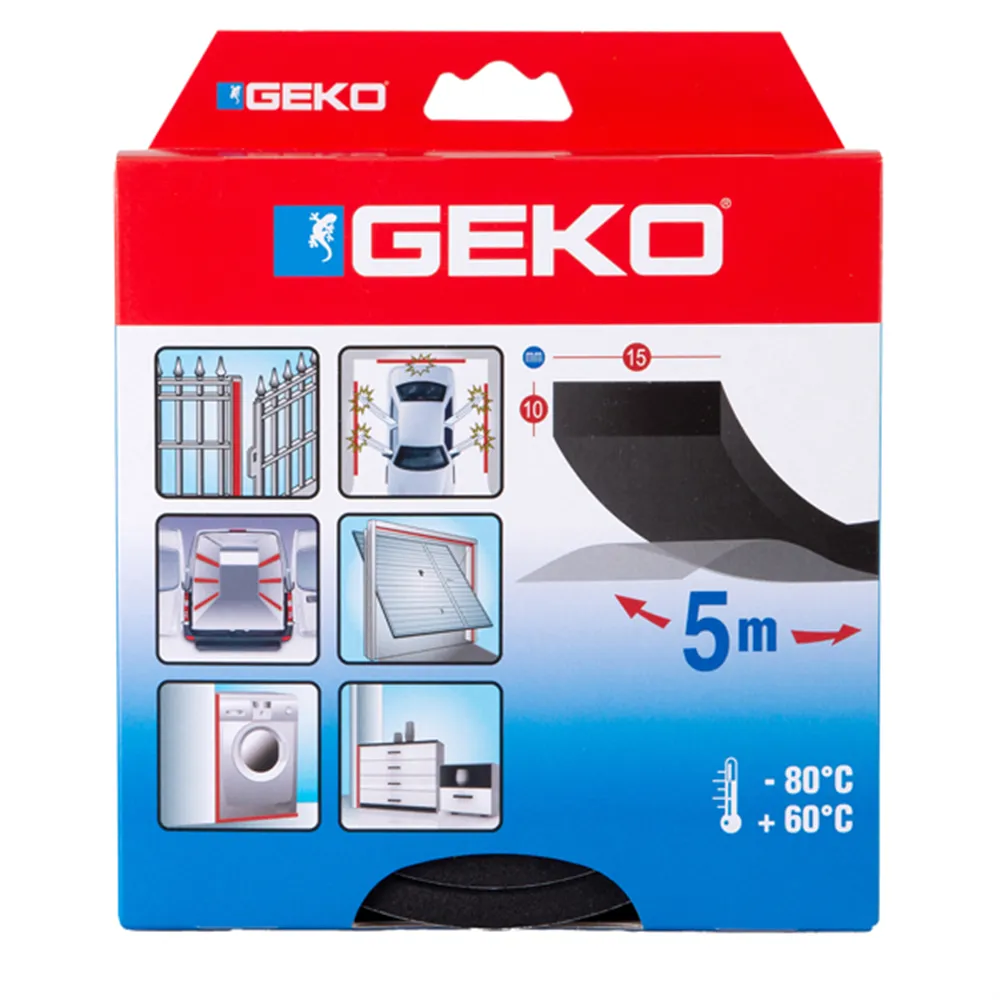 Guarnizione Adesiva per Serramenti Muss Geko - 15 mm x 5 m - 1310/15 (Nero)