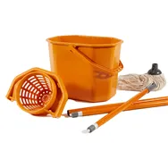 Kit per Pavimenti Secchiostrizza Perfetto - Strizzatore, Manico e Mop - 0469F (Arancione)