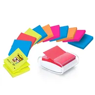 Dispenser per Post-it Super Sticky Z-Notes PRO-W-12SSCOL-R330 3M - 76x76 mm - 7100039361 (Trasparente e Bianco)