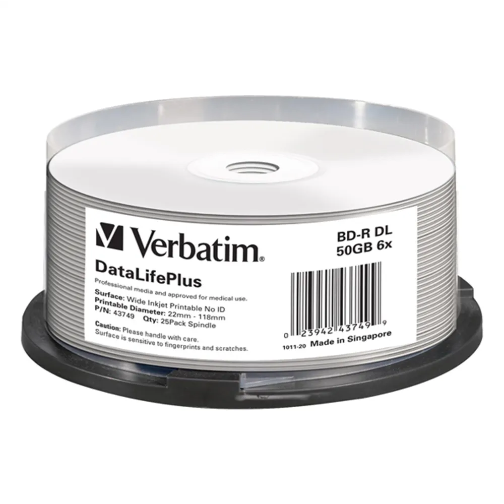 DVD Blu Ray Verbatim - BD-R - 50 GB - Printable - Spindle - 43749 (Conf. 25)