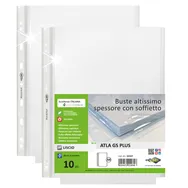 Busta a Perforazione Universale con Soffietto Atla GS Plus Sei Rota - 22x30 cm - Liscia Alto Spessore (Trasparente Conf. 10)