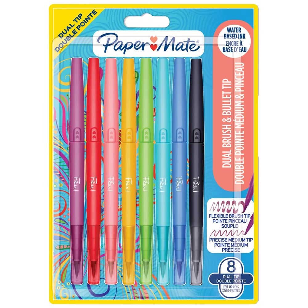 Penna con Doppia Punta Sintetica Flair Nylon Paper Mate - 1 mm - 2199386 (Assortiti Conf. 8)