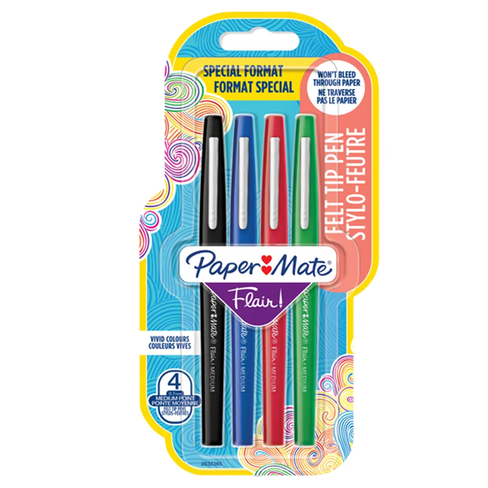 Penna con Punta Sintetica Flair Nylon Paper Mate - 1 mm - 2032365 (Assortiti Classic Conf. 4)